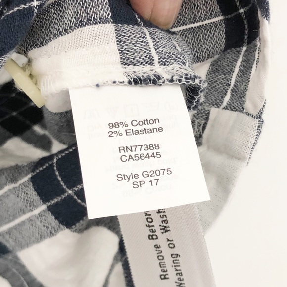 NWOT Madewell blue plaid cotton shirt tie front - Picture 8 of 8
